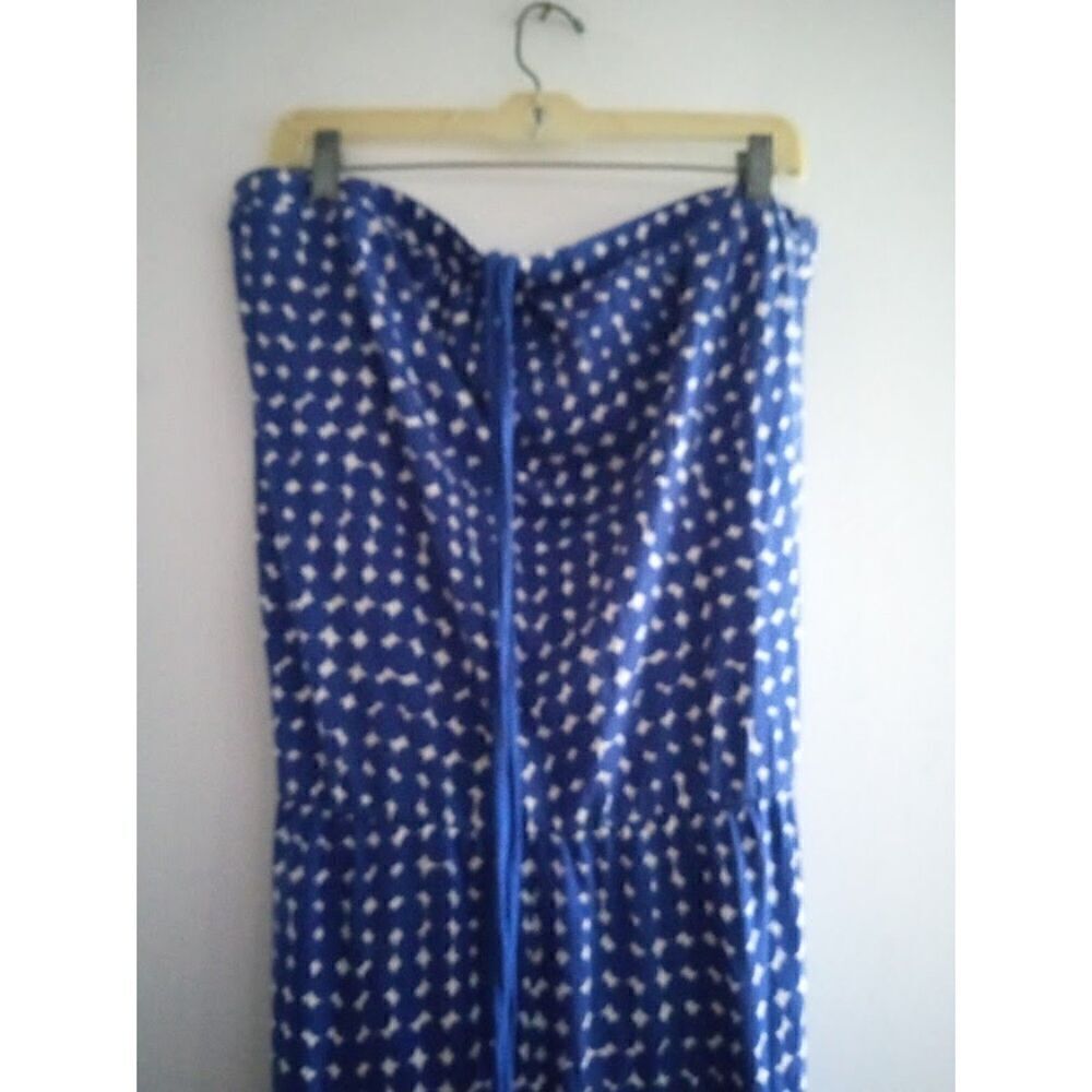 Boden Women Blue w/White Star Print Cotton/Modal Tie Waist Jumpsuit size 18L